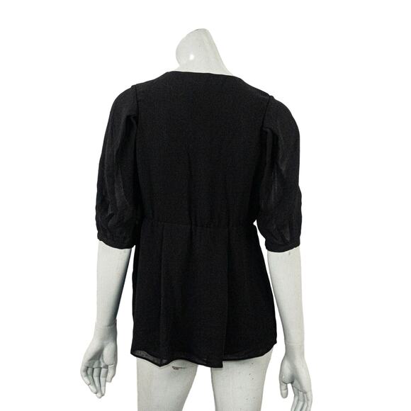 athe Vanessa Bruno Square Neck Blouse Pleated Black Women's size 42 - Picture 3 of 7